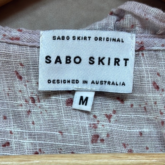 Sabo Skirt Puff Sleeve Top Medium Pink Floral Cottagecore Boho Prairie Ruffles - Picture 7 of 11